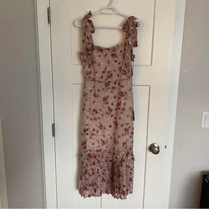 Lulus Floral Tie Strap Tiered Maxi Dress